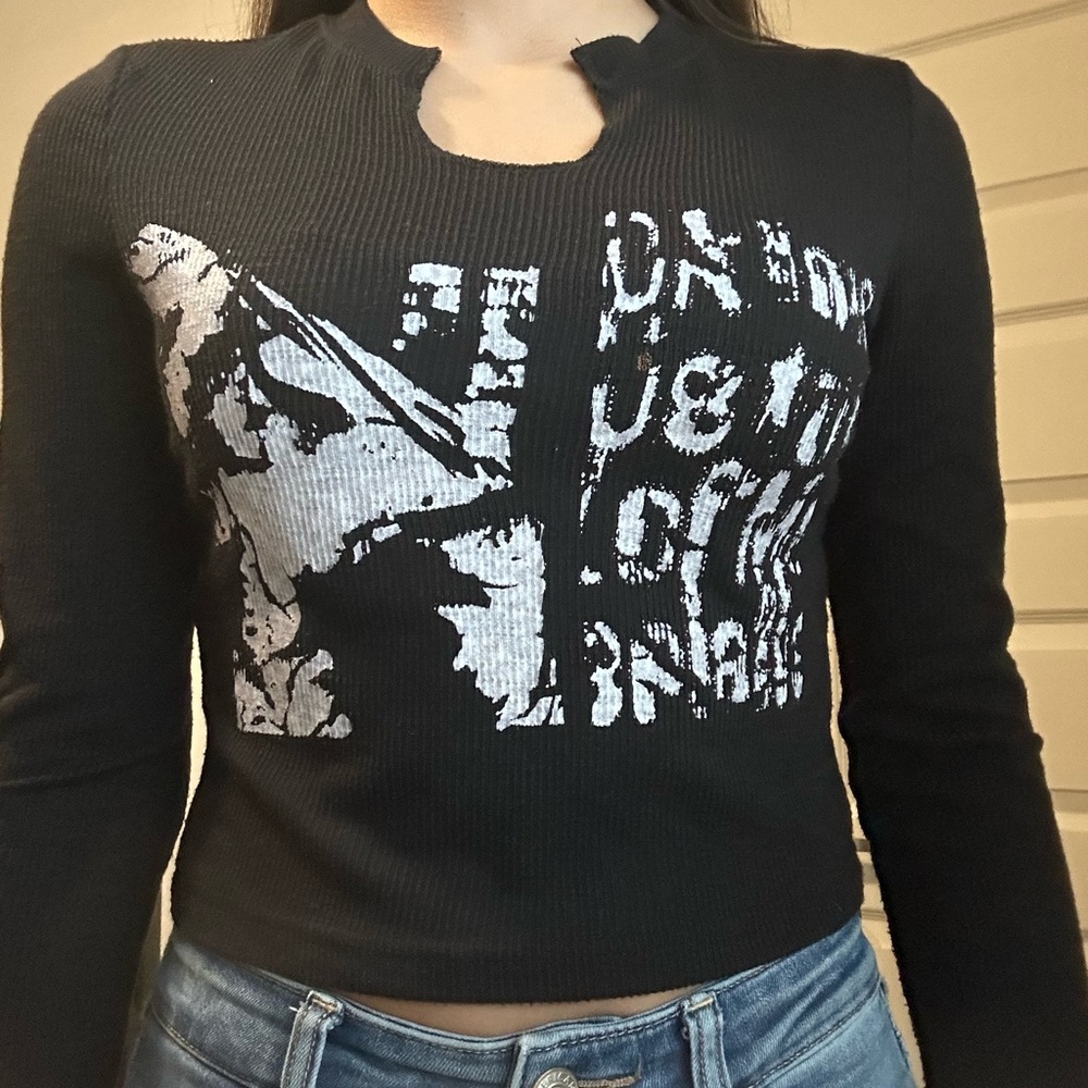 Black Graphic Women's Top